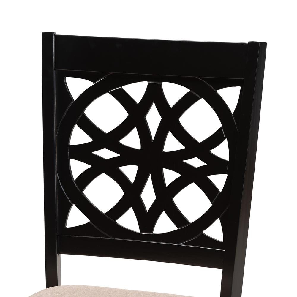 Abigail Beige Fabric and Dark Brown Wood Dining Chair Set