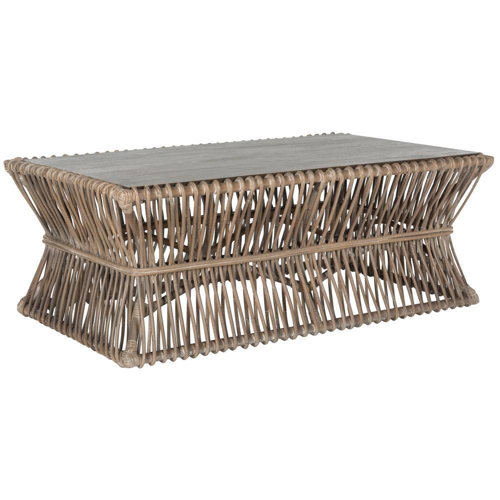 Gray Rectangular Wood and Metal Coffee Table