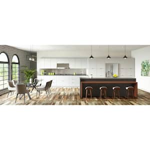 Fairhope Bright White Slab Assembled Deep Wall Bridge Kitchen Cabinet with Lift Up (33 in. W X 15 in. H X 24 in. D)