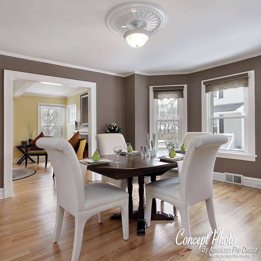 Primed White Floral Polyurethane Ceiling Medallion 35-3/16 in