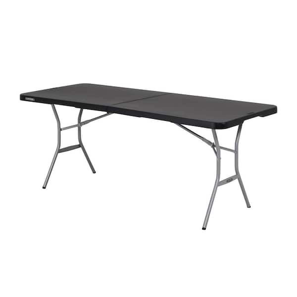 72 in. L Rectangle Black Resin Top Fold-In-Half Table