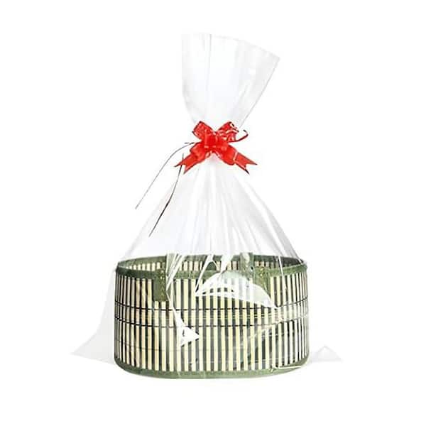 Woven Bamboo Empty Gift Baskets Set 10 lb. 12x8 Inches Sturdy Baskets for Women with Cellophane Wrap Bags and Gift Cards
