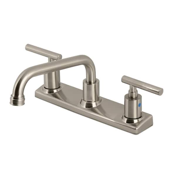 Manhattan 2-Handle Deck Mount Centerset Kitchen Faucet in Brushed Nickel