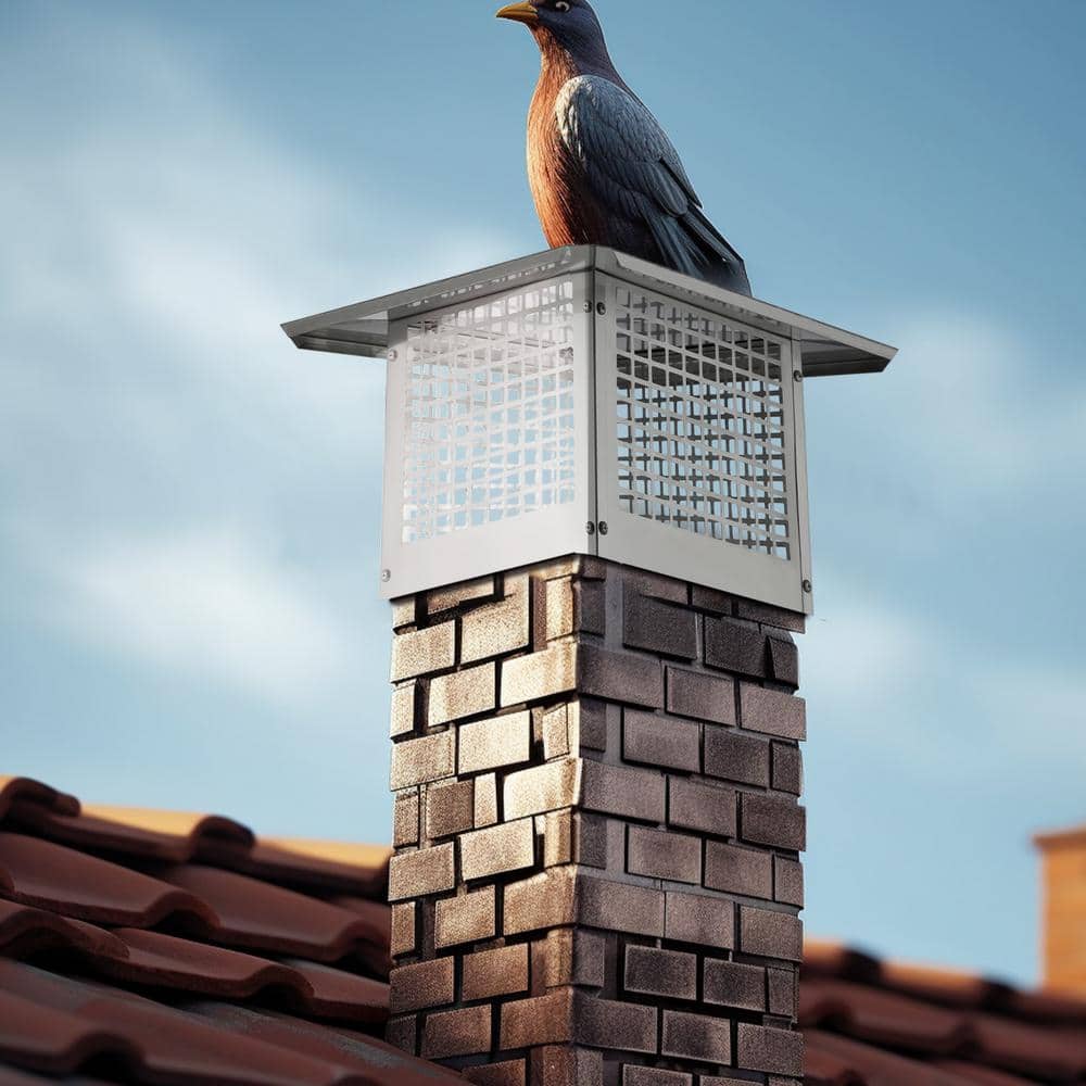 Stainless Steel Square Chimney Cap with Mesh Cover, 12" x 12"