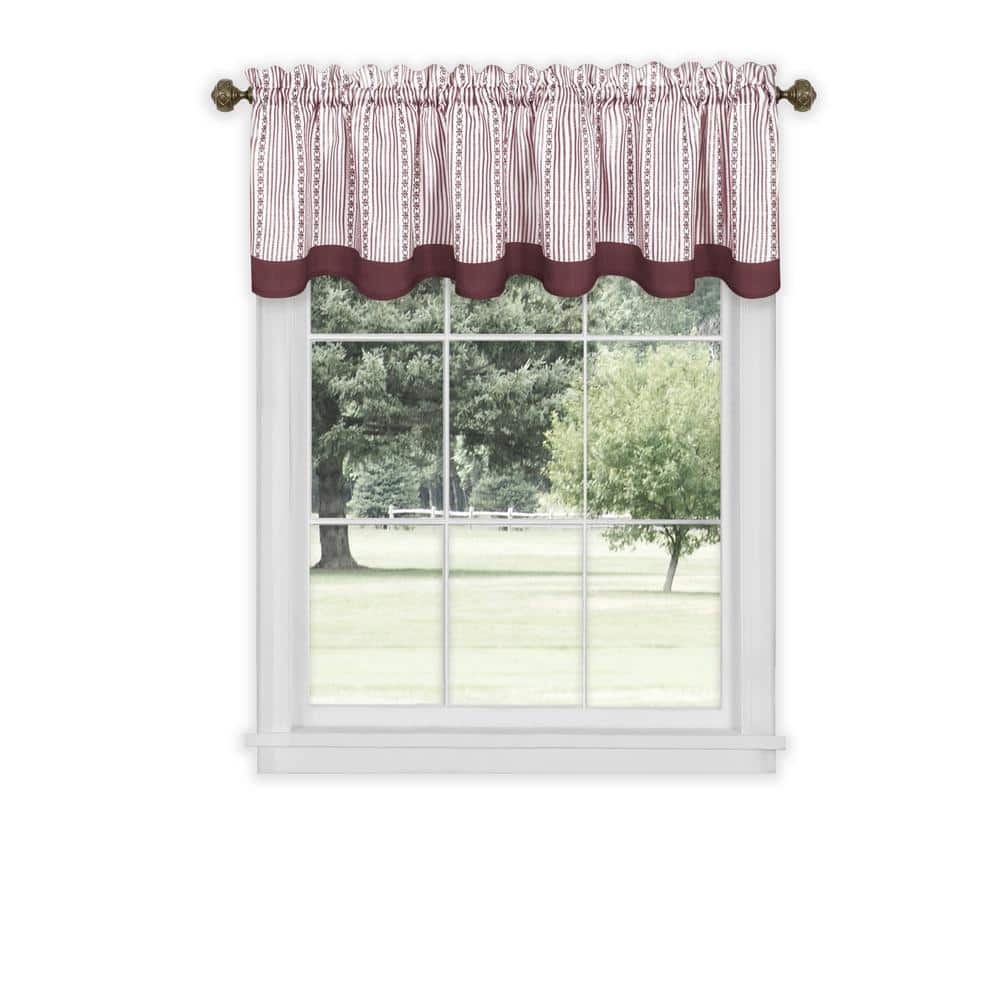 Burgundy Scalloped Edge Polyester Rod Pocket Valance