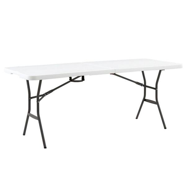 Lifetime 72 In White Plastic Portable, Lifetime 6 Foot Folding Table Weight Limit