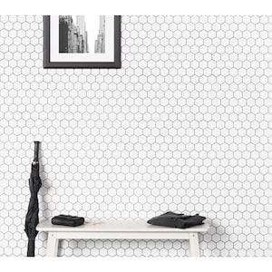 Le Cafe Hexagon 2 in. x 2 in. Matte White Porcelain Mosaic Tile (9.87 sq. ft./Case)