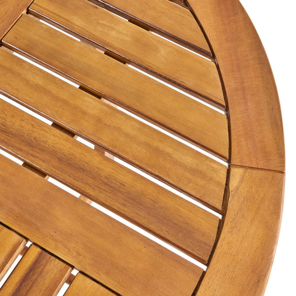 Teak Brown 3-Piece Acacia Wood Bistro Set
