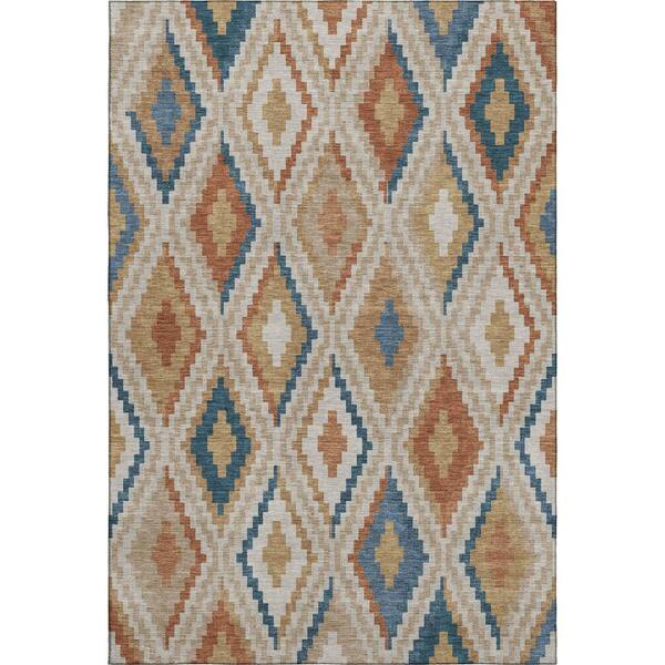 Mayfield Premium Machine Washable Abstract AMF2331 Beige 10 ft. x 14 ft. Area Rug