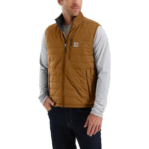Men's Medium Brown Nylon Rain Defender Relaxed Fit Lightweight Insulated Vest
