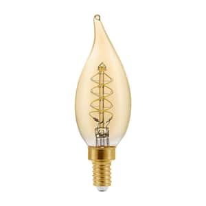 40-Watt Equivalent BA11 Dimmable E12 Candelabra Fine Bendy Filament LED Vintage Edison Light Bulb Amber (3-Pack)