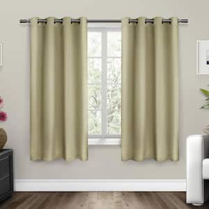 Sateen Linen Solid Woven Room Darkening Grommet Top Curtain, 52 in. W x 63 in. L (Set of 2)