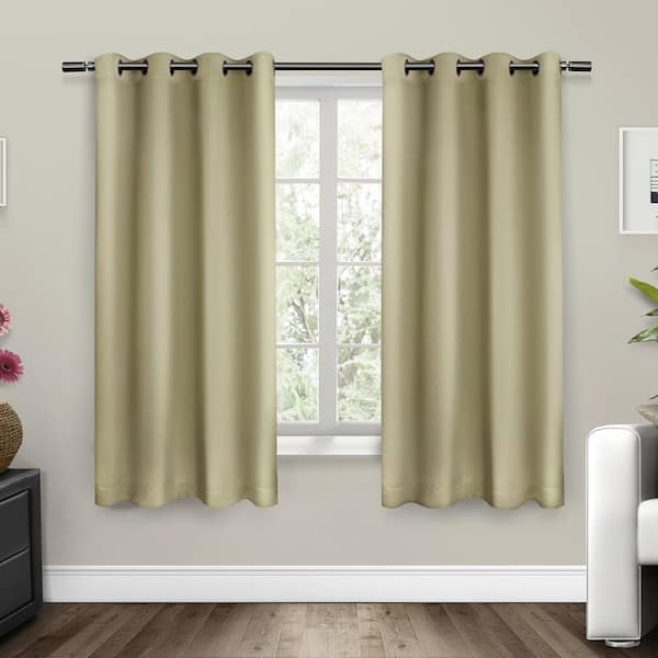EXCLUSIVE HOME Sateen Linen Solid Woven Room Darkening Grommet Top Curtain, 52 in. W x 63 in. L (Set of 2)