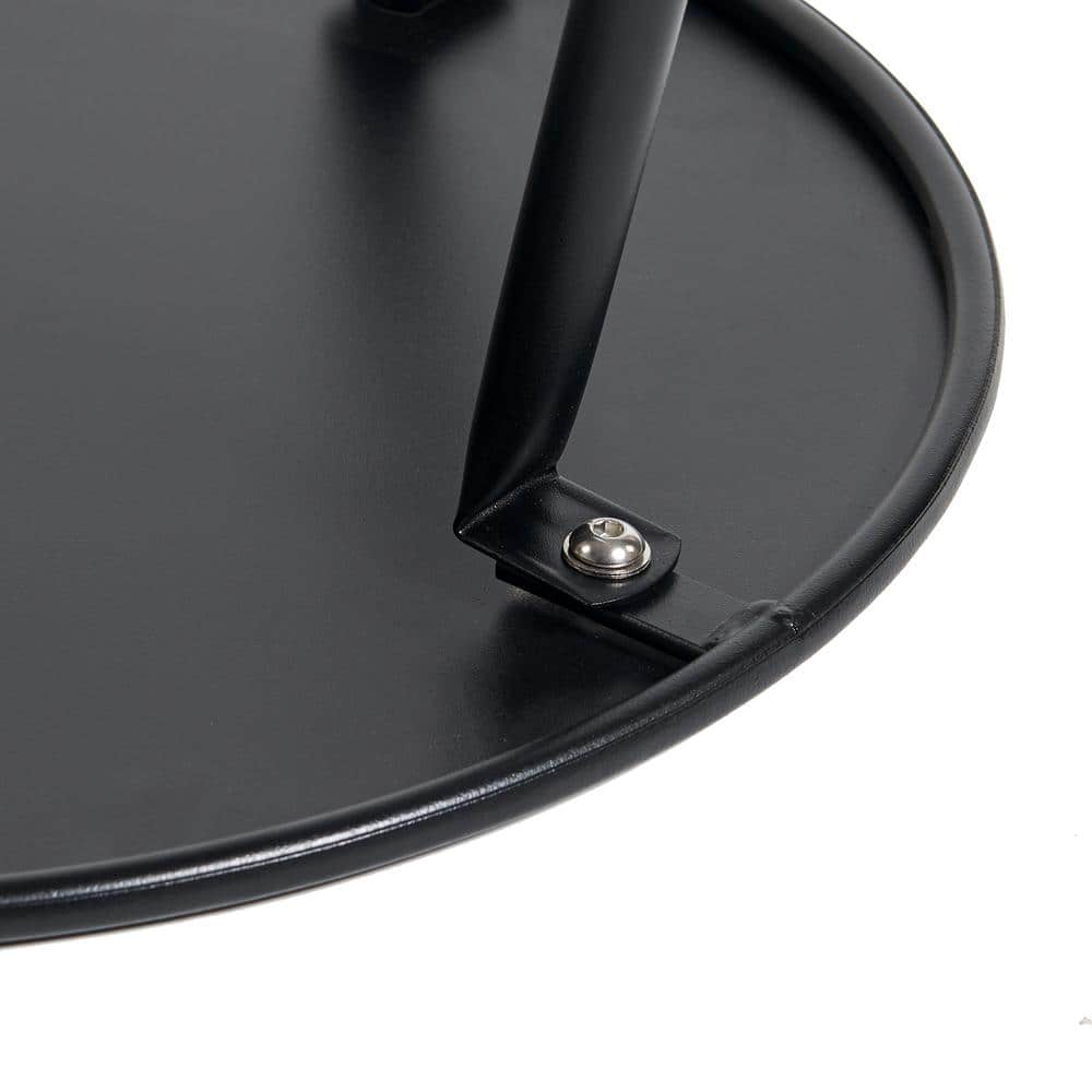 Black Round Steel Patio Side Table with Adjustable Feet