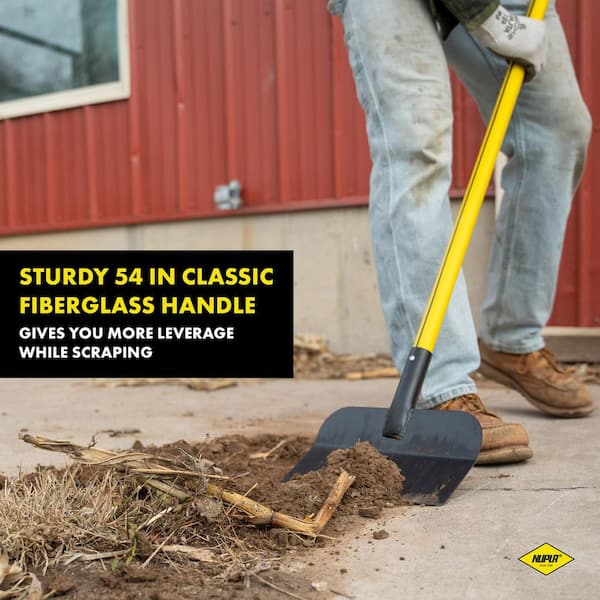 54 in. Fiberglass Handle Multi-Purpose Steel Scraper Shovel with Heavy-Duty Blade and Cushion Grip