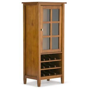Warm Shaker 12-Bottle Solid Wood 23 in. Wide Transitional High Storage Wine Rack Cabinet in Light Golden Brown