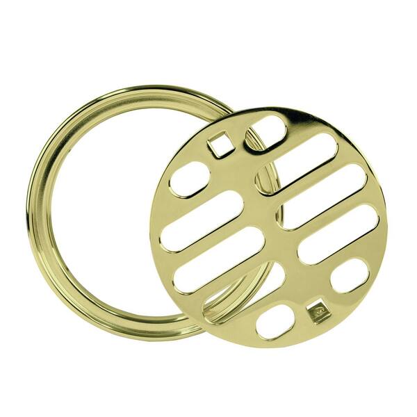 Westbrass SnapIn Brass Shower Strainer Grid & Crown, Polished Brass