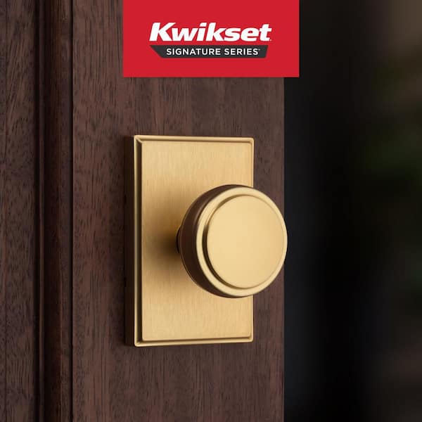 Sora Satin Brass Hall/Closet Rectangle Rose Door Knob