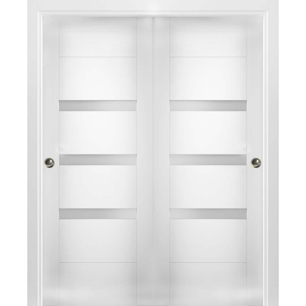 Assembly Required 84 in. x 84 in. Single Panel White Solid MDF Sliding Doors with Bypass Top Mount Kit price history on PriceWatchPro