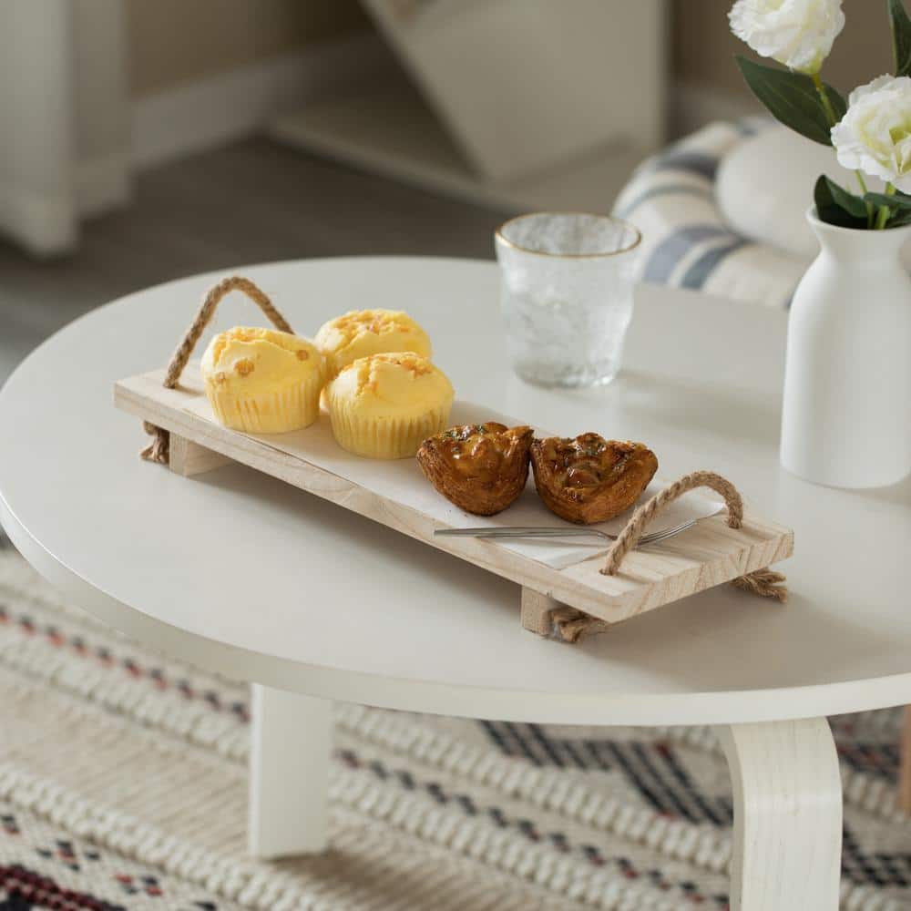 Vintiquewise Decorative Natural Wood Rectangular Tray Serving