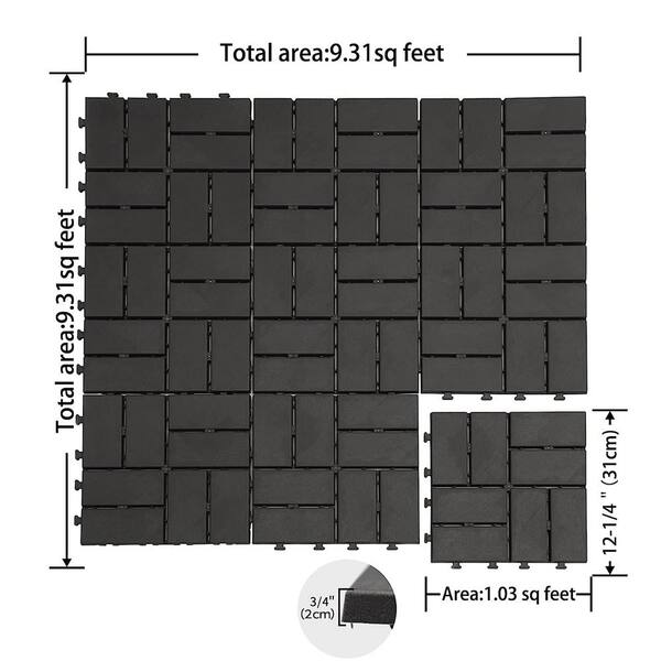 1 ft. x 1 ft. Plastic Deck Tile in Dark Gray (27-Piece)