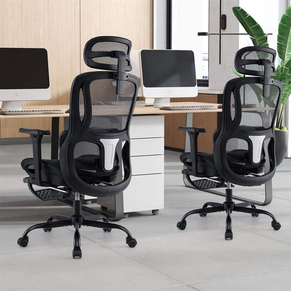 Ergonomic Office Chair with Rotating Headrest & Adjustable Lumbar Support - Thumbnail 5