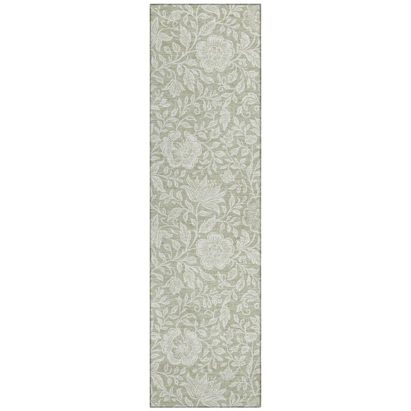 Chantille Machine Washable Indoor/Outdoor Abstract ACN2572 Celery 2 ft. x 7 ft. Runner Rug