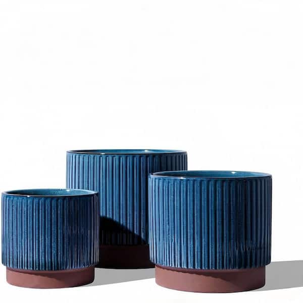 Hcman 3 Pack Ceramic Plant Pots Set, Planter with Drainage Holes for ...