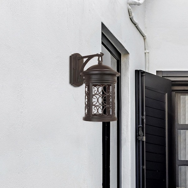 Ellington Oil Rubbed Bronze 1-Light Outdoor Line Voltage Hardwired Porch Light Wall Sconce with No Bulb Included