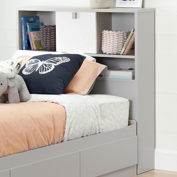 South Shore Cookie Soft Gray and Pure White Twin Kids Headboard