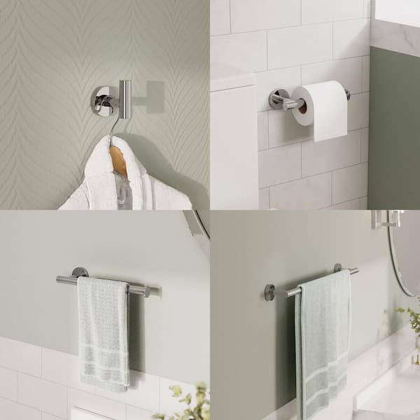 4-Piece 1-Spray Wall Mount Handheld Shower Head with Towel Rack Set 1.8 GPM in Chrome Stainless Steel