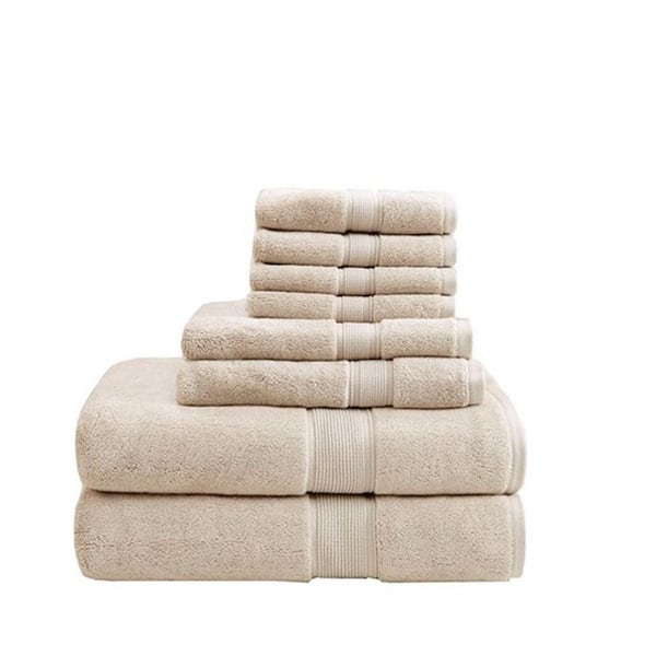 MADISON PARK Signature 800GSM 8-Piece Natural Ultra-Soft 100% Cotton Absorbent Bath Towel Set