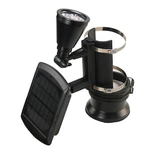 Black Outdoor Solar Powered 4-LED Flagpole Light