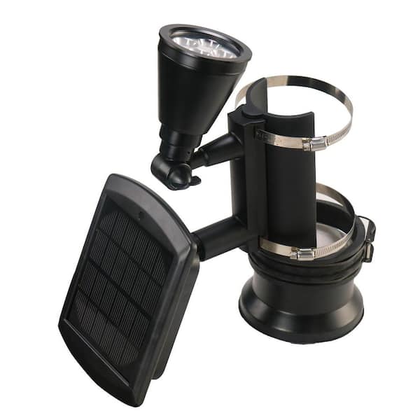 NATURE POWER Black Outdoor Solar Powered 4-LED Flagpole Light