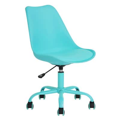 18.7 in. Width Standard Blue Faux Leather Task Chair with Adjustable Height