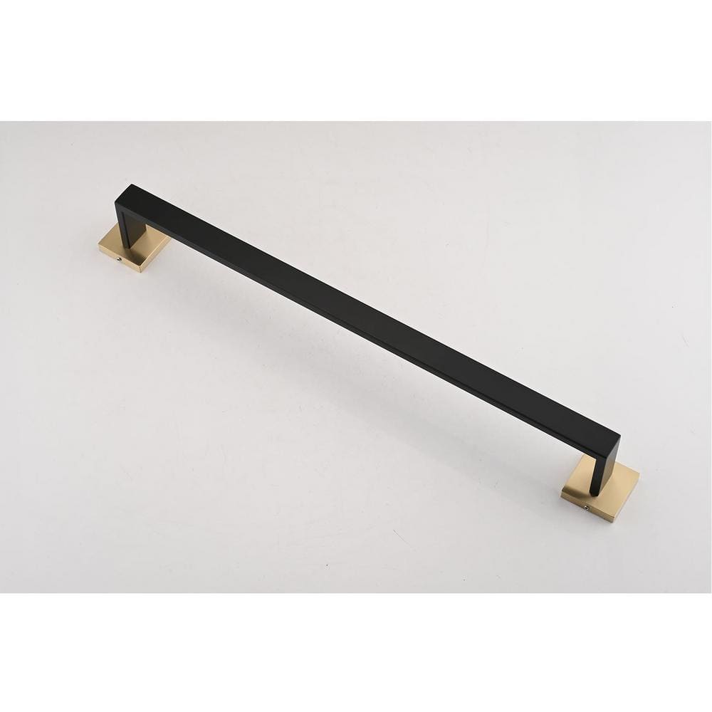 8-Piece Matte Black and Gold Stainless Steel Bathroom Hardware Set