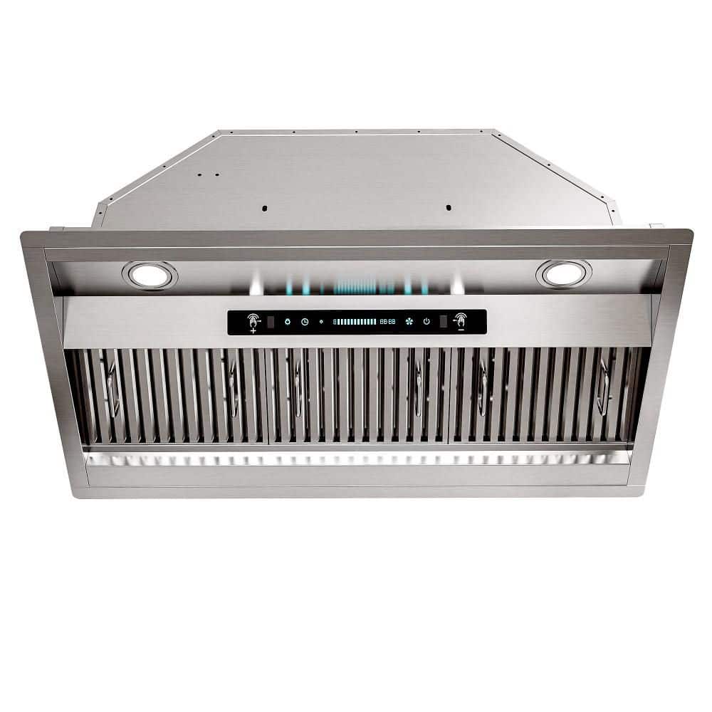 36 in. 900 CFM Convertible Insert Range Hood in Stainless Steel with 4 Speed Gesture and Touch Control, 2 LED Light