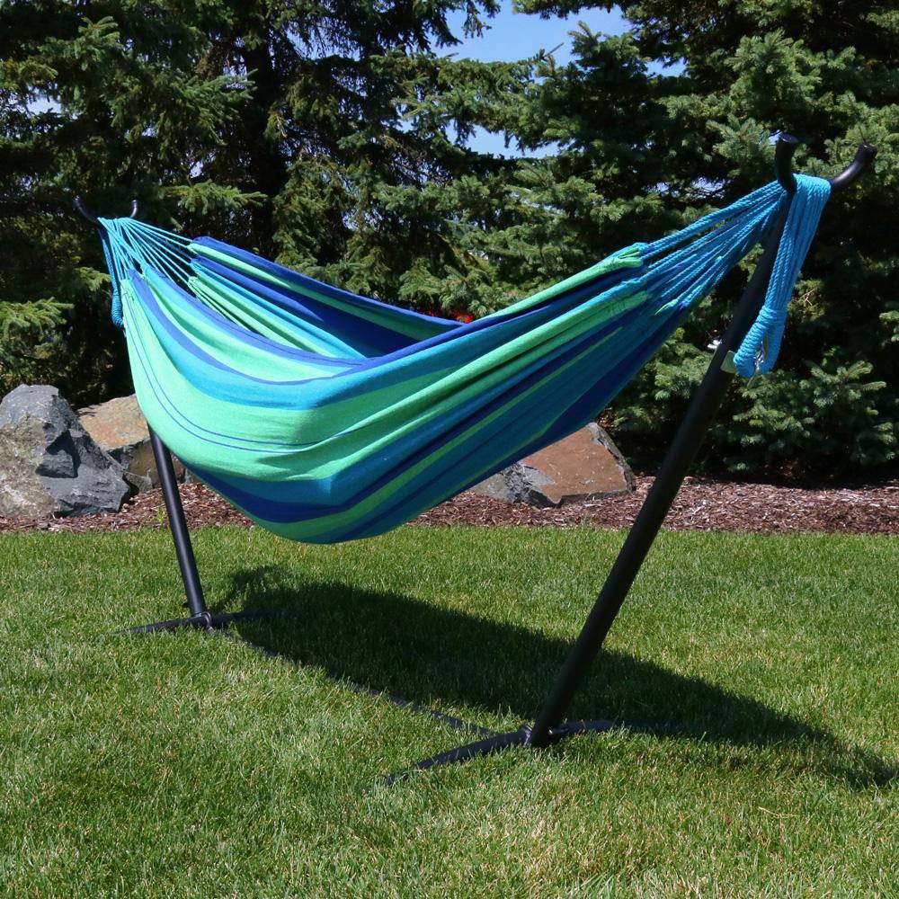 Beach Oasis Cotton Brazilian Hammock with Stand and Carrying Case