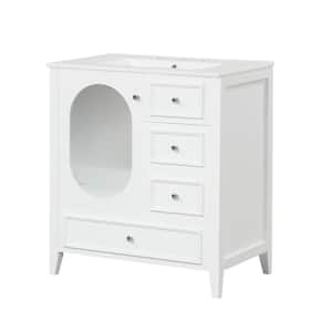 30 in. W x 18.3 in. D x 33.9 in. H Single Sink Freestanding Bath Vanity in White with White Ceramic Top