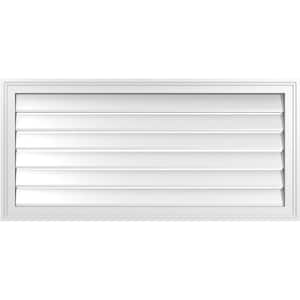 42 in. x 20 in. Vertical Surface Mount PVC Gable Vent: Functional with Brickmould Frame