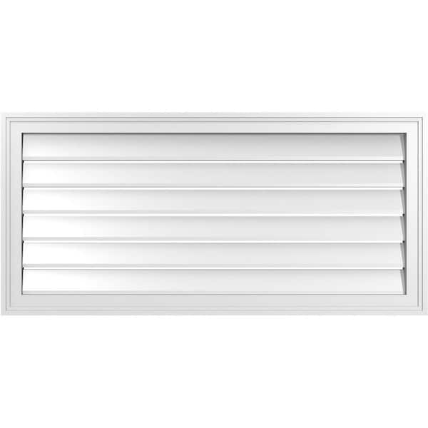 Ekena Millwork 42 in. x 20 in. Vertical Surface Mount PVC Gable Vent: Functional with Brickmould Frame
