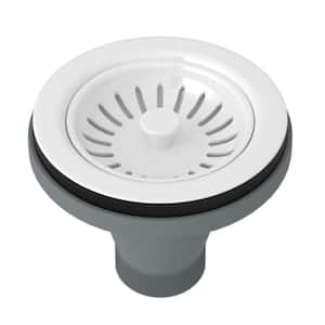 5 in. Basket Strainer with Pull Knob in White