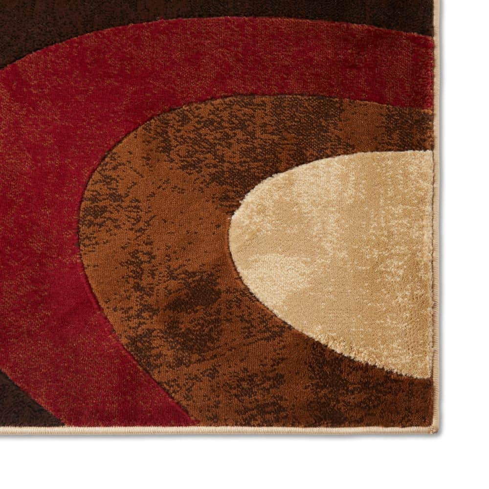 Tribeca Red and Brown Abstract Rectangular Area Rug