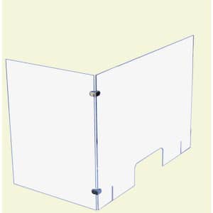 Sneeze Guard L-Shape 36 in. x 36 in. x 0.25 in. Clear Acrylic Protection Shield Freestanding with Stand and Pass Through
