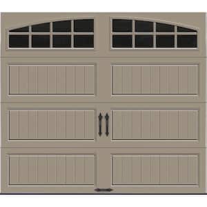 Gallery Steel Long Panel 9 ft x 7 ft Insulated 18.4 R-Value  Sandtone Garage Door with Arch Windows