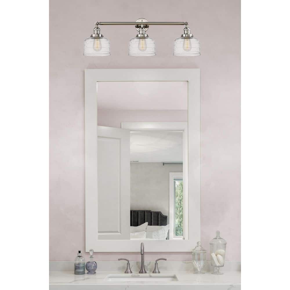 Bell 32 in. 3-Light Polished Nickel Vanity Light with Glass Shade price history on PriceWatchPro