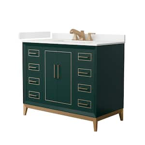 Marlena 42 in. W x 22 in. D x 35.25 in. H Single Bath Vanity in Green with White Quartz Top