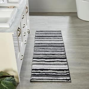 Griffie Collection 20 in. x 60 in. Gray Polyester Runner Bath Rug