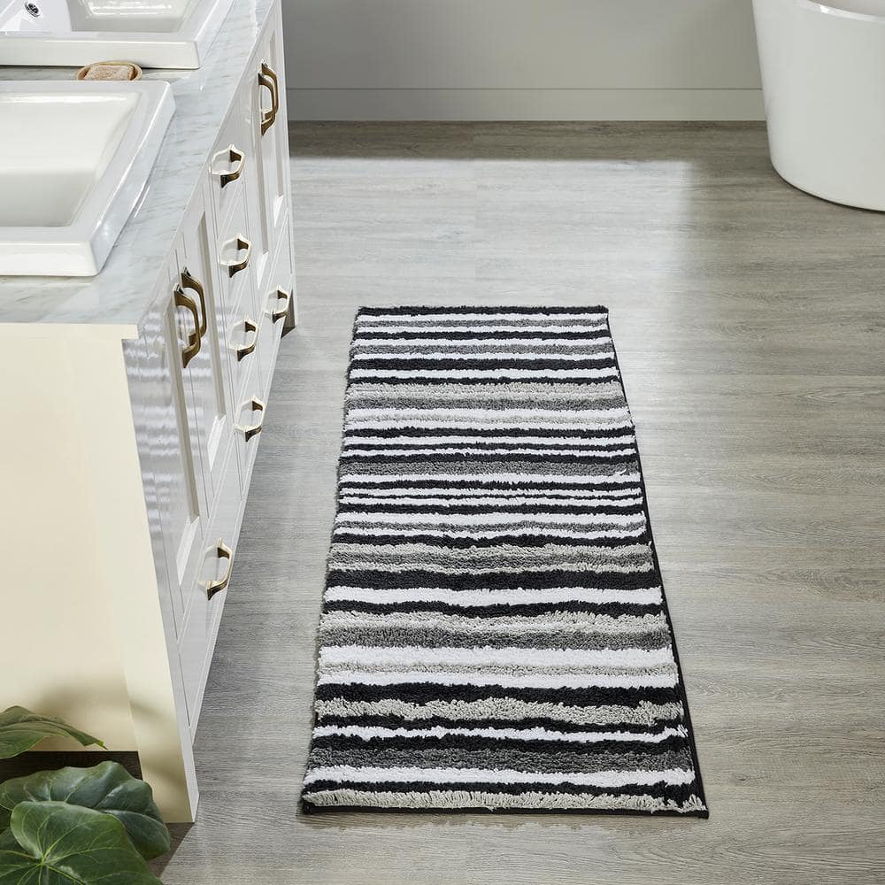 Better Trends Griffie Collection 20 in. x 60 in. Gray Polyester Runner Bath Rug BAGR2060GRP The Home Depot