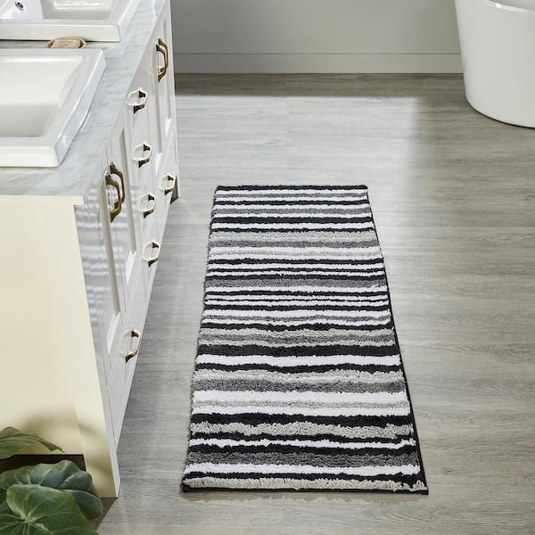 Better Trends Griffie Collection 20 in. x 60 in. Gray Polyester Runner Bath Rug